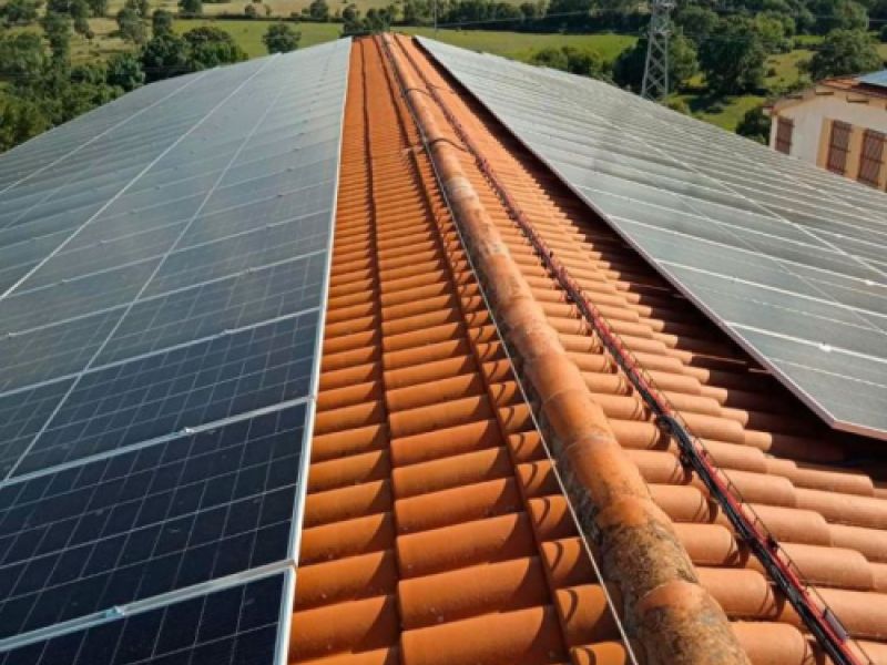 Tejado con paneles solares